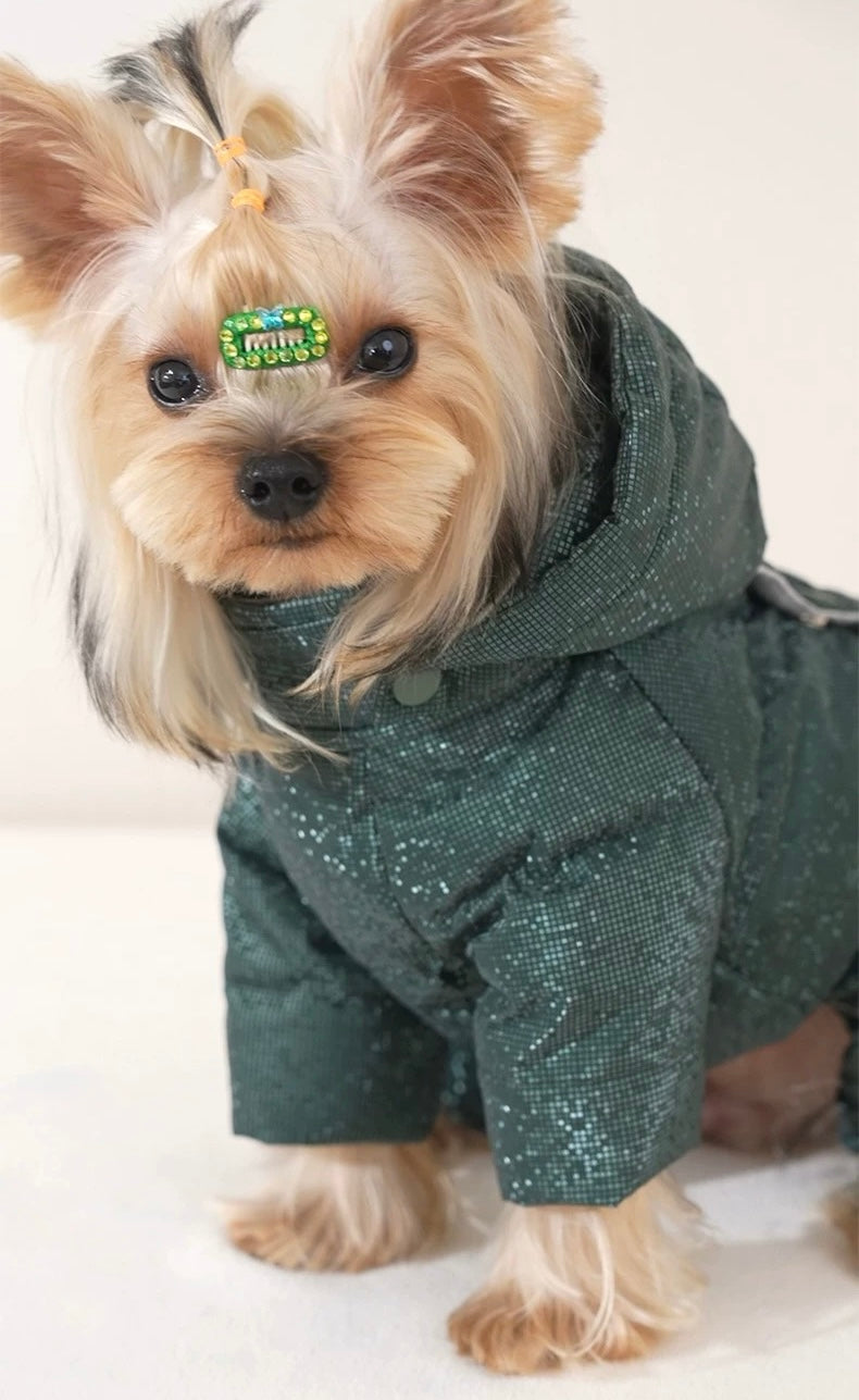 Blingbling Winter Dog Down Jacket- Female&Male Dogs/Detachable Hat