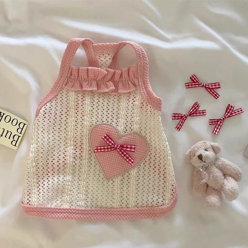 Sweetheart Mesh Puppy Tank Top – Ultra-Light Sleeveless with Lace Trim