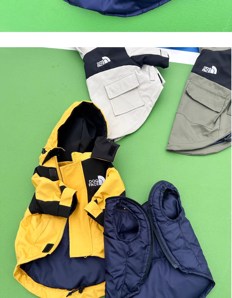 Detachable pet down jacket and softshell coat