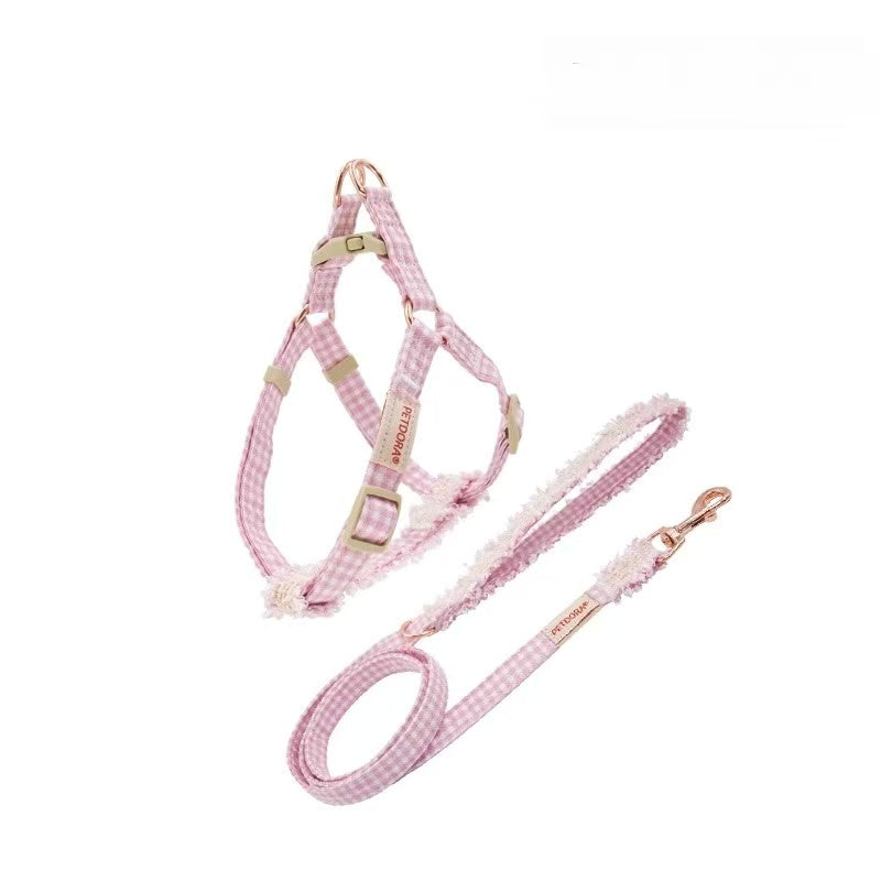 Chanel-Style Small Dog Leash & Harness Set