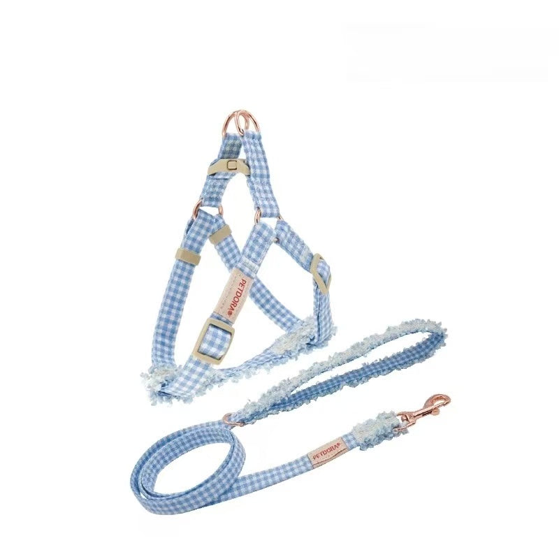 Chanel-Style Small Dog Leash & Harness Set