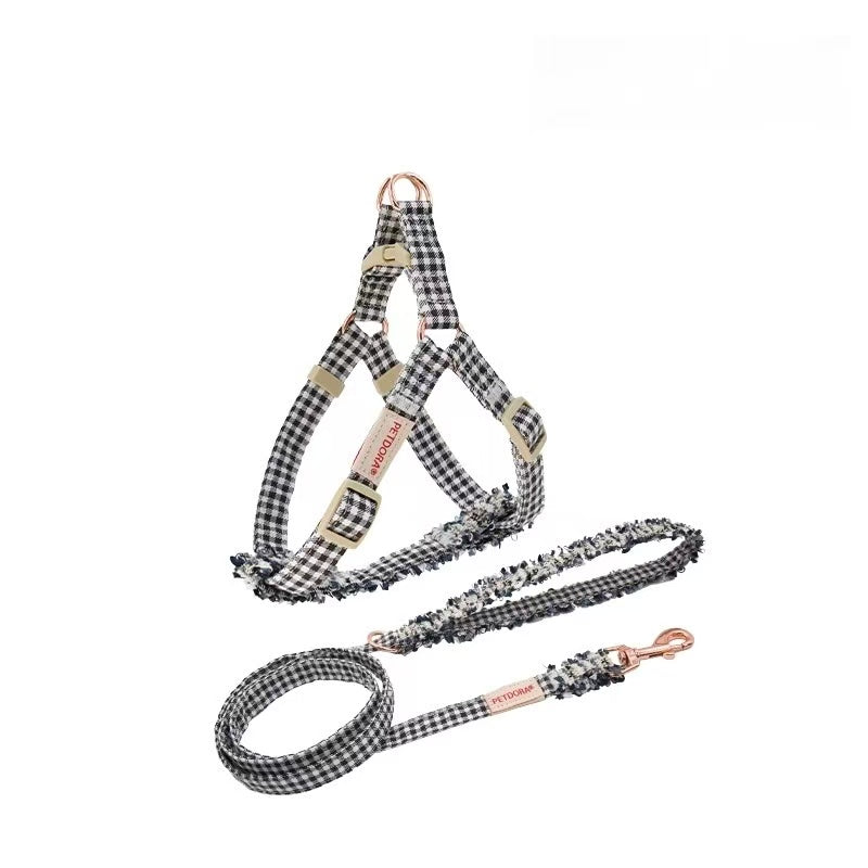 Chanel-Style Small Dog Leash & Harness Set