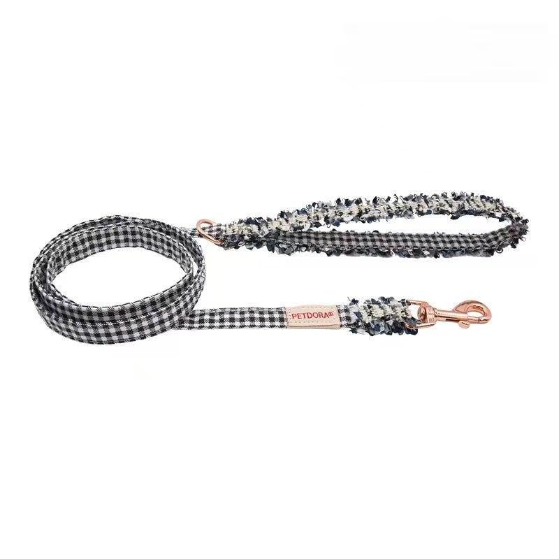 Chanel-Style Small Dog Leash & Harness Set