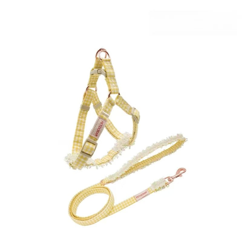 Chanel-Style Small Dog Leash & Harness Set