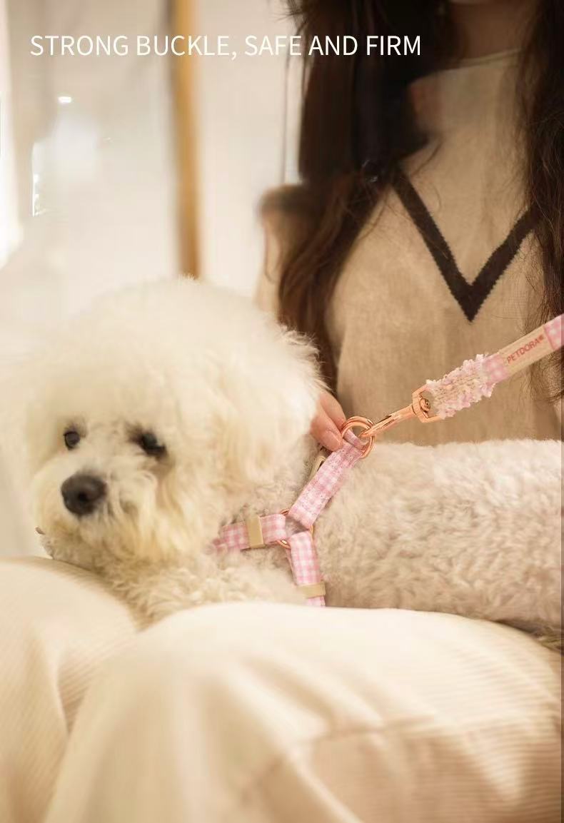 Chanel-Style Small Dog Leash & Harness Set