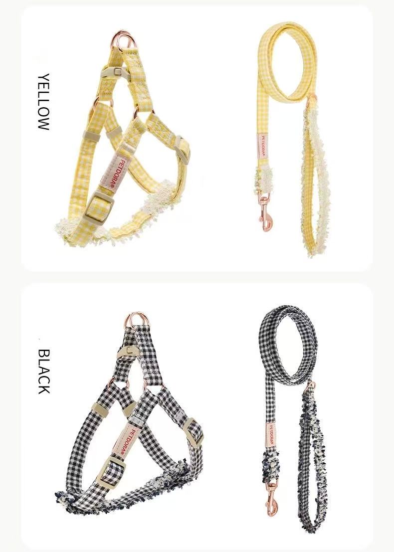 Chanel-Style Small Dog Leash & Harness Set