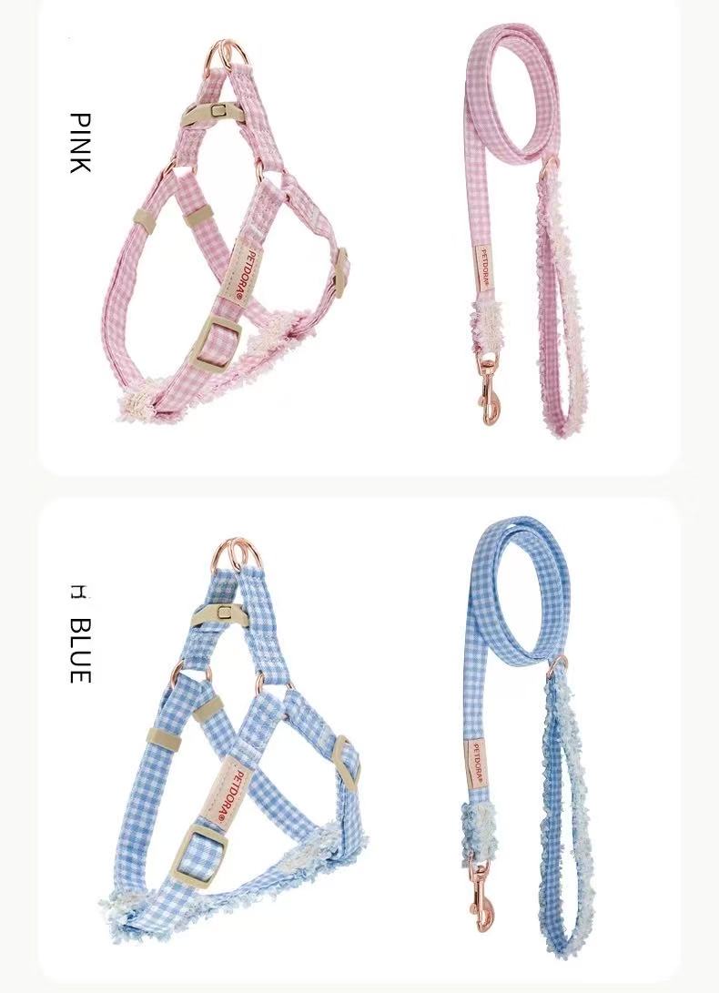 Chanel-Style Small Dog Leash & Harness Set