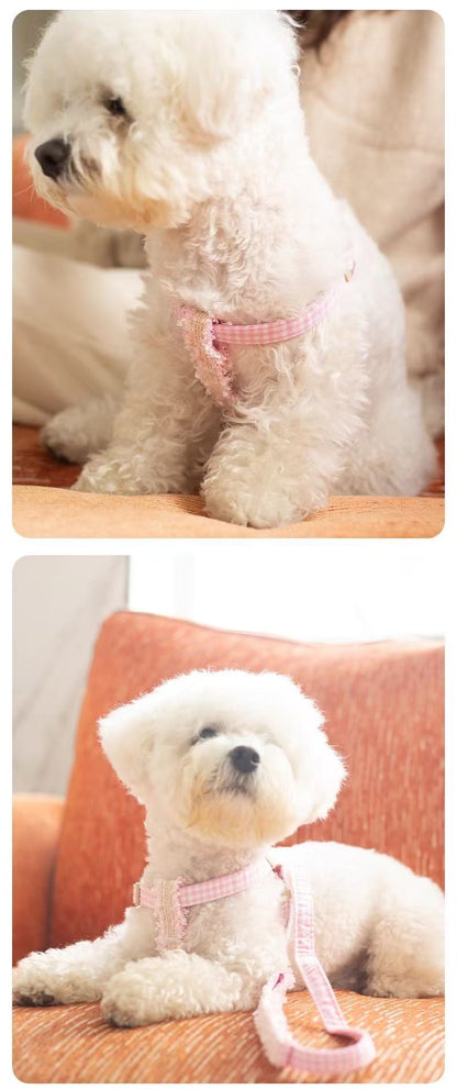 Chanel-Style Small Dog Leash & Harness Set