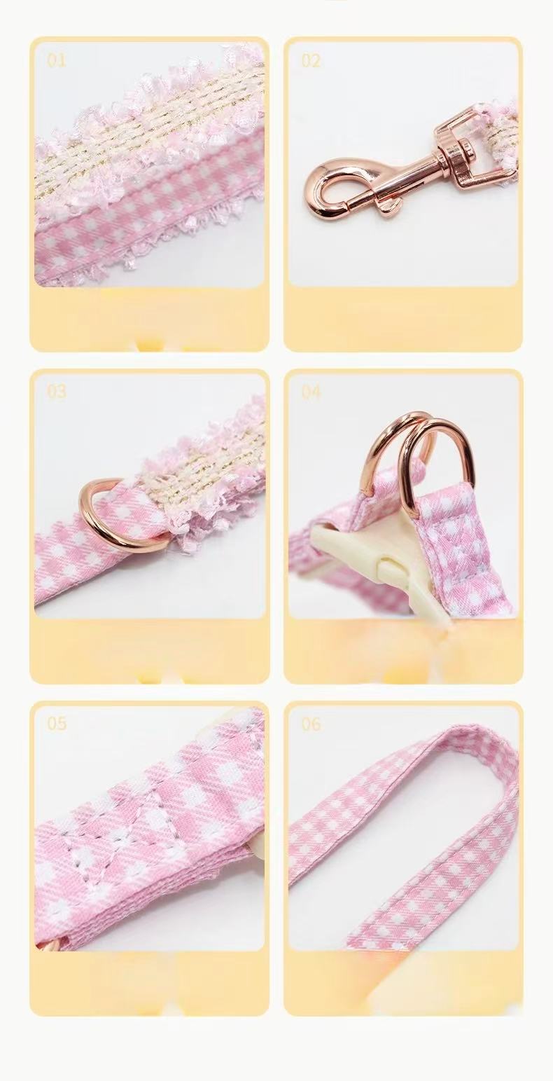 Chanel-Style Small Dog Leash & Harness Set