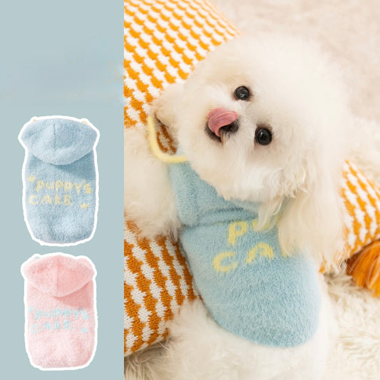 Winter Dog Macaron Cute Fluffy Mink Fur Hooded Coat