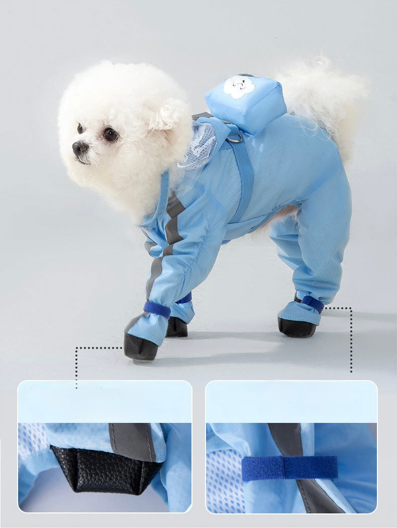 Small dog raincoat with feet