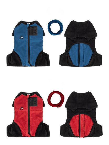 Detachable Hood Windproof Dog Fleece Jumpsuit – 4-Leg Winter Coat