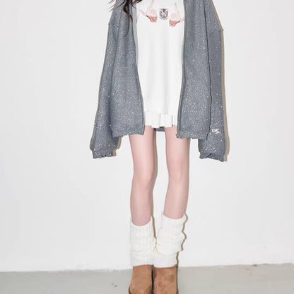 Dog Mom -Urban Shimmer Oversize Zip Hoodie