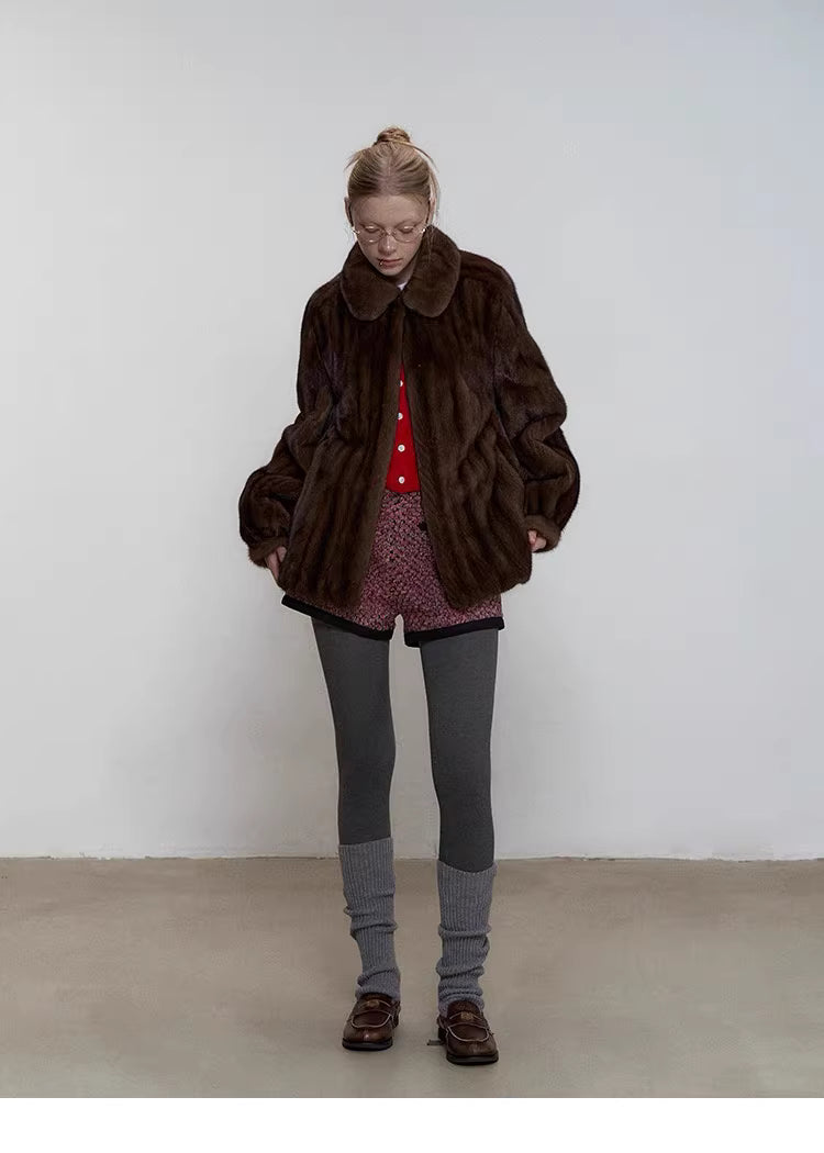 Dog Mom Approved Faux Mink Fur Coat – Women’s Vintage Lapel Winter Warm Loose-Fit Outerwear