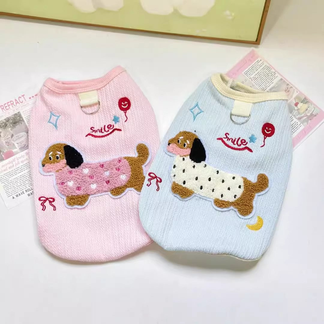 Spring & Summer Colorful Dachshund Vest with Leash Attachment