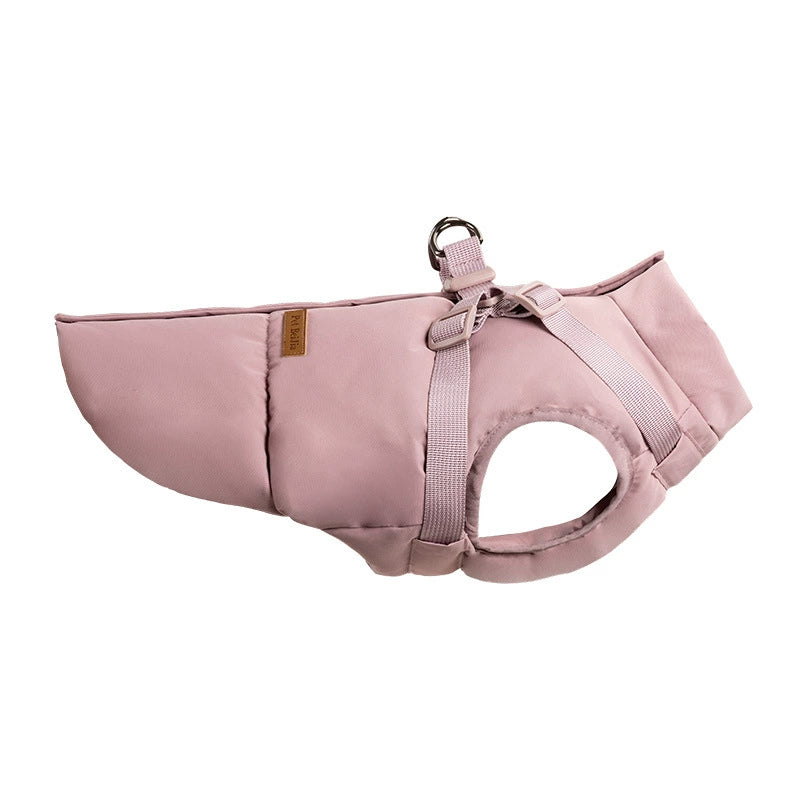 Dog Winter Padded Coat with Integrated Vest-Back Design