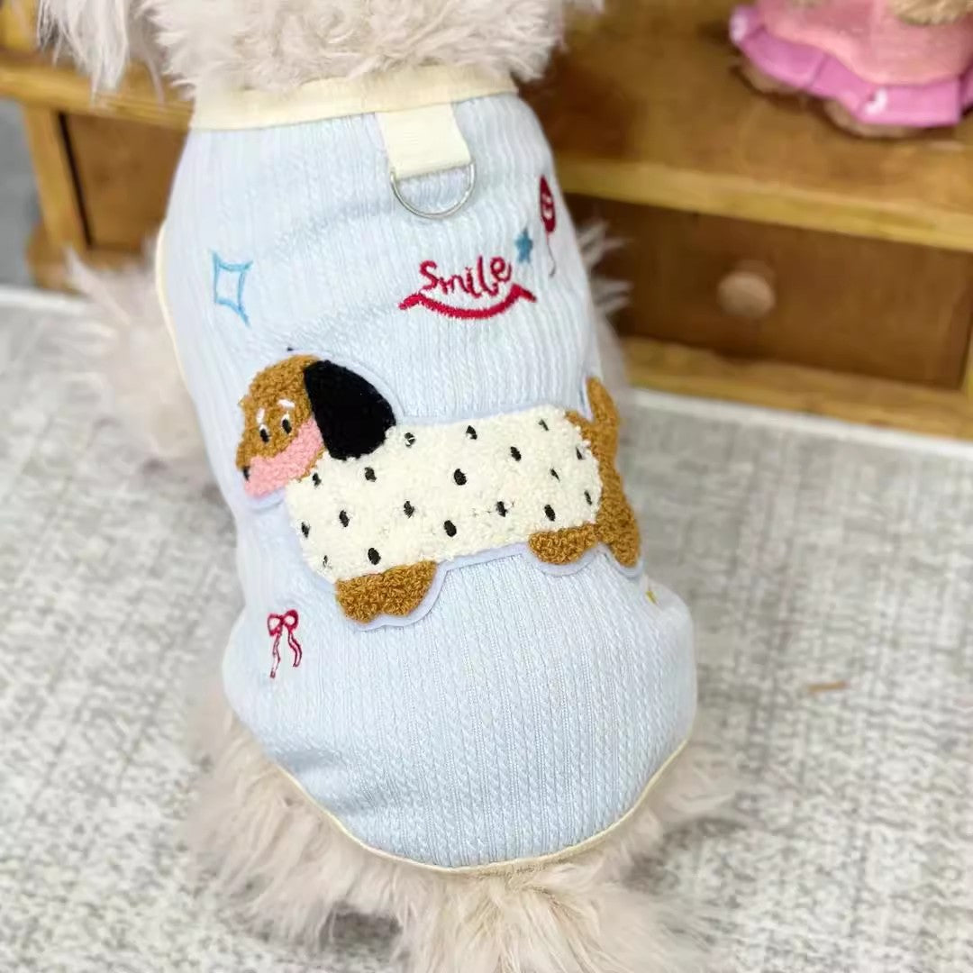 Spring & Summer Colorful Dachshund Vest with Leash Attachment
