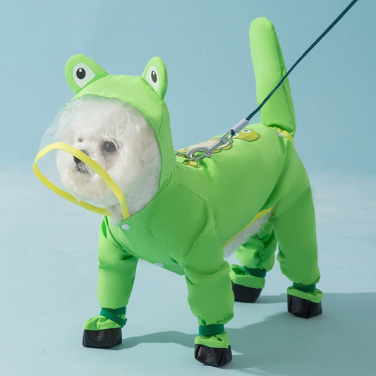 Small dog raincoat with feet