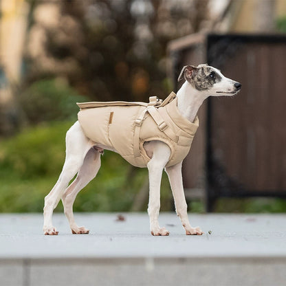 Dog Winter Padded Coat with Integrated Vest-Back Design