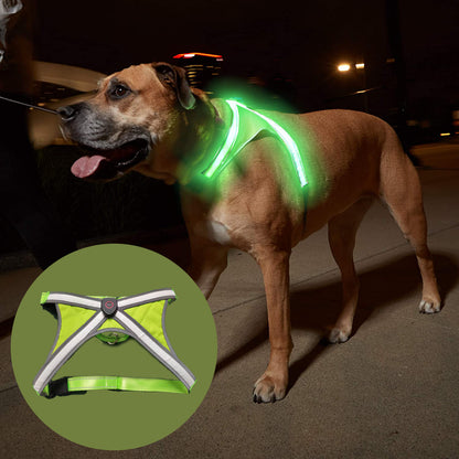 USB Rechargeable LED Pet Harness – X-Cross Dual Light Strips
