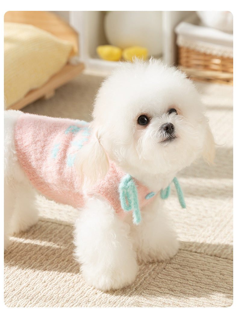 Winter Dog Macaron Cute Fluffy Mink Fur Hooded Coat