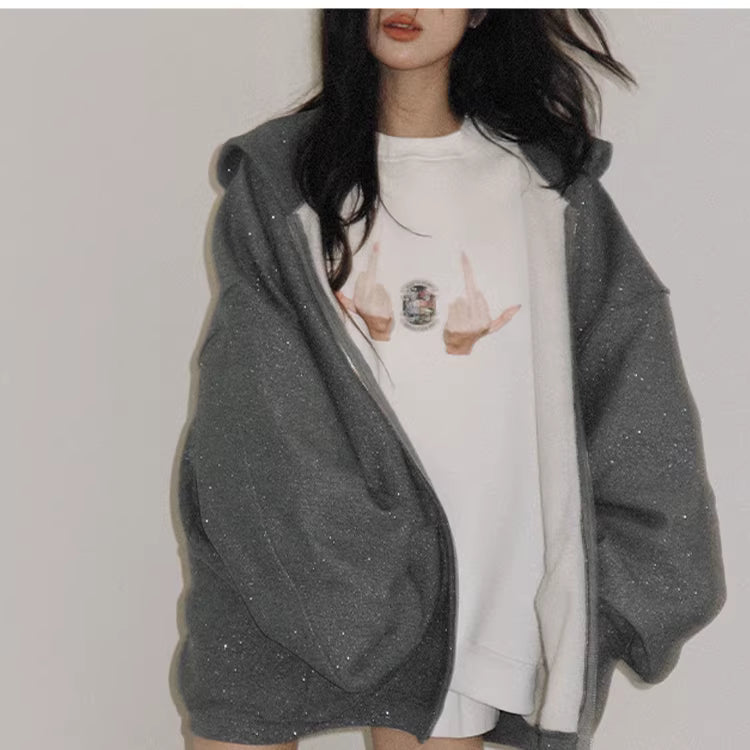 Dog Mom -Urban Shimmer Oversize Zip Hoodie