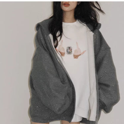 Dog Mom -Urban Shimmer Oversize Zip Hoodie
