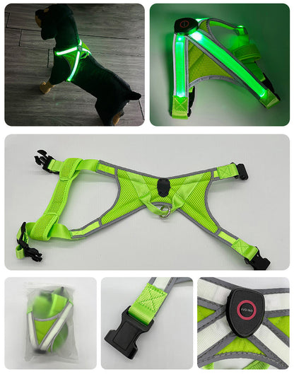 USB Rechargeable LED Pet Harness – X-Cross Dual Light Strips