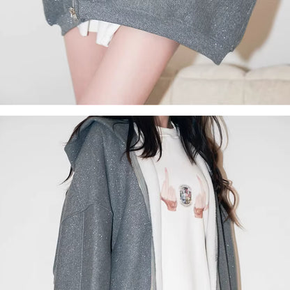 Dog Mom -Urban Shimmer Oversize Zip Hoodie