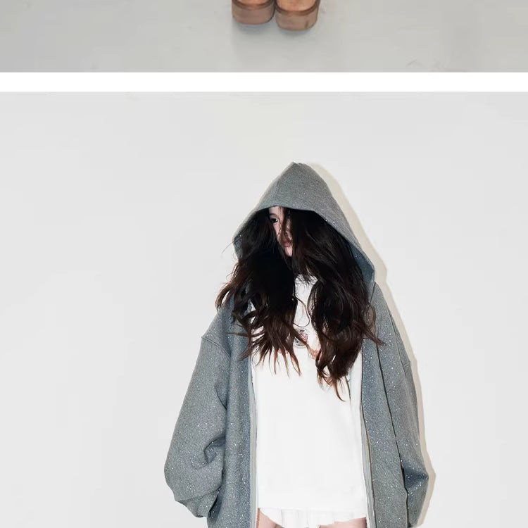 Dog Mom -Urban Shimmer Oversize Zip Hoodie