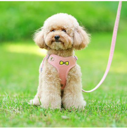 Small Dog Harness and Leash Set – Reflective Vest Design, Soft 3D Velvet