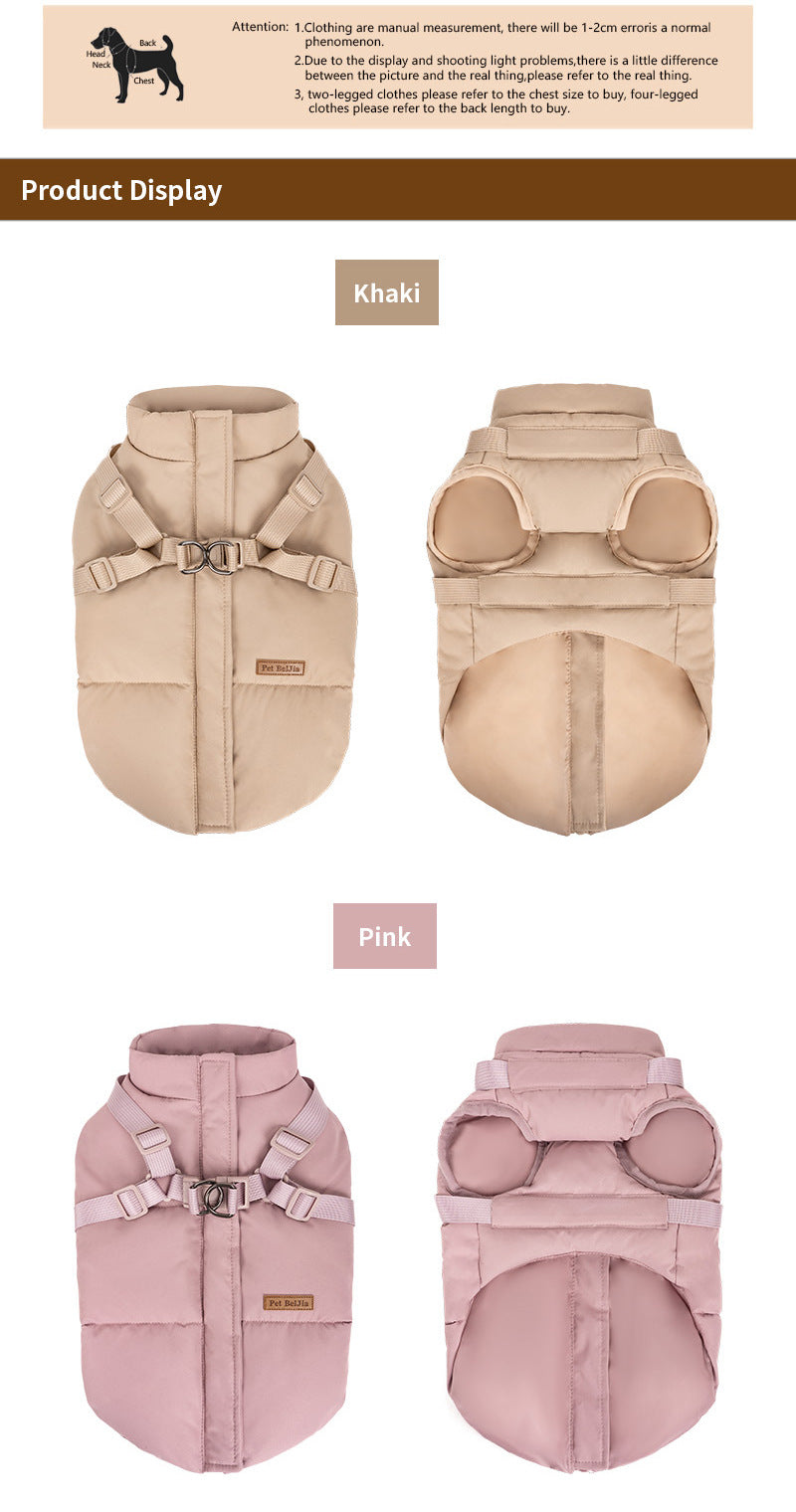 Dog Winter Padded Coat with Integrated Vest-Back Design