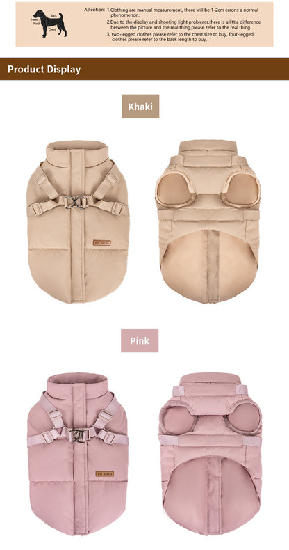 Dog Winter Padded Coat with Integrated Vest-Back Design