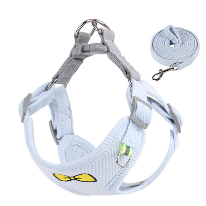 Small Dog Harness and Leash Set – Reflective Vest Design, Soft 3D Velvet