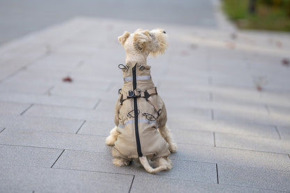 Winter Outdoor Thick Warm Dog Coat with Four Legs and Leash Attachment