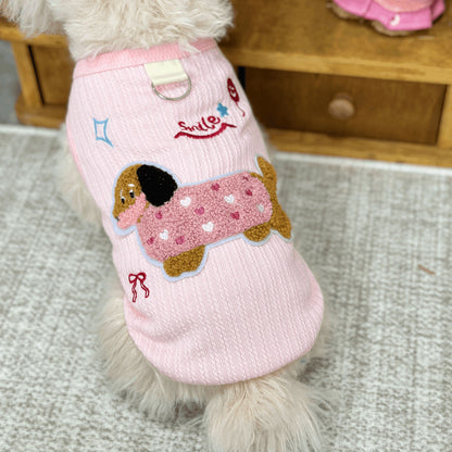 Spring & Summer Colorful Dachshund Vest with Leash Attachment