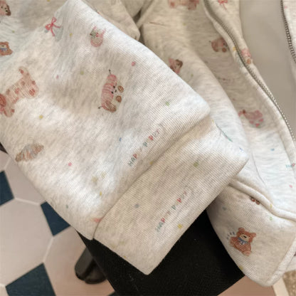 Fall Dachshund All-Over Print Cartoon Zip-Up Hoodie