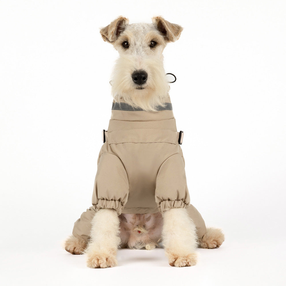 Winter Outdoor Thick Warm Dog Coat with Four Legs and Leash Attachment