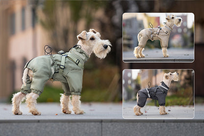 Winter Outdoor Thick Warm Dog Coat with Four Legs and Leash Attachment