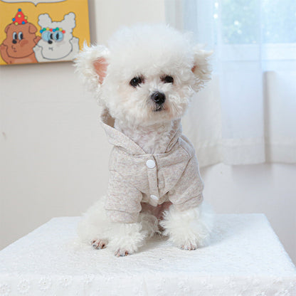 Warm Oatmeal Dog Hoodie for Small Breeds - Fall/Winter Pet Clothes