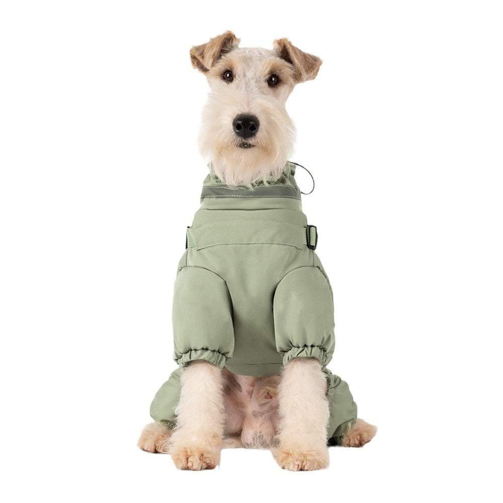 Winter Outdoor Thick Warm Dog Coat with Four Legs and Leash Attachment