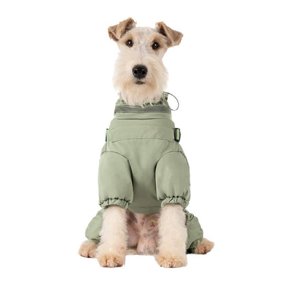 Winter Outdoor Thick Warm Dog Coat with Four Legs and Leash Attachment