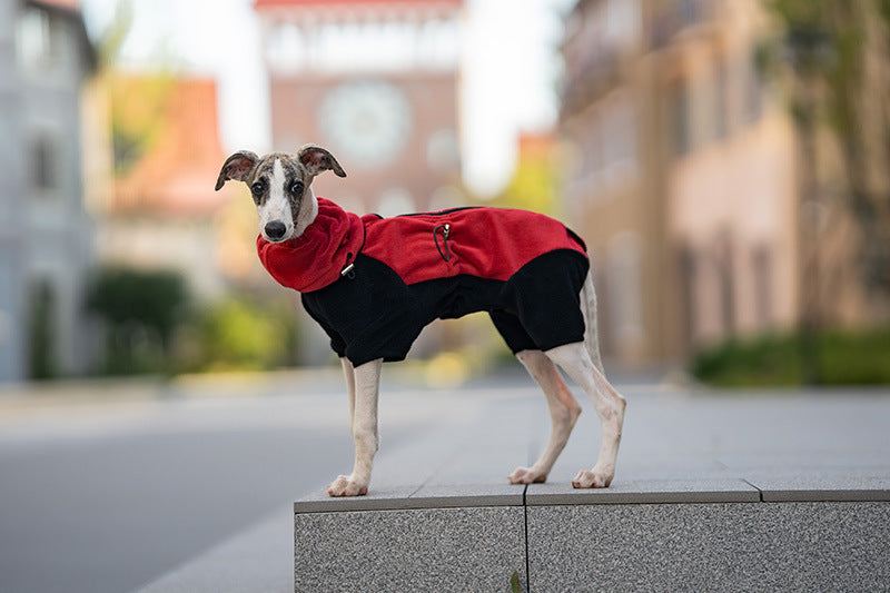 Detachable Hood Windproof Dog Fleece Jumpsuit – 4-Leg Winter Coat