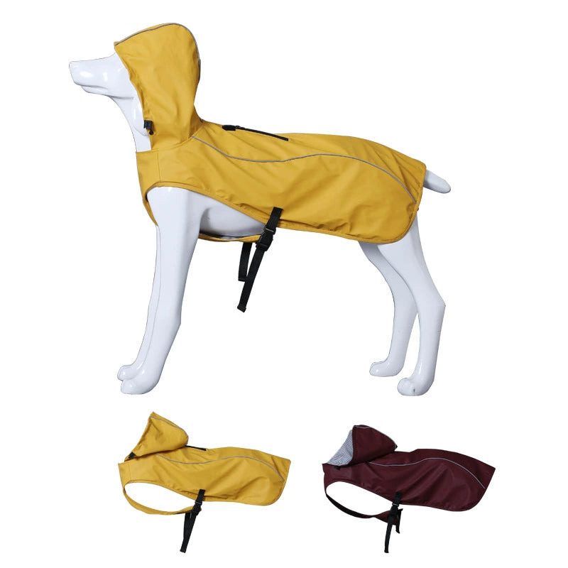 Foldable & Waterproof Dog Raincoat – Hooded, Reflective & Universal Fit for Medium & Large Dogs