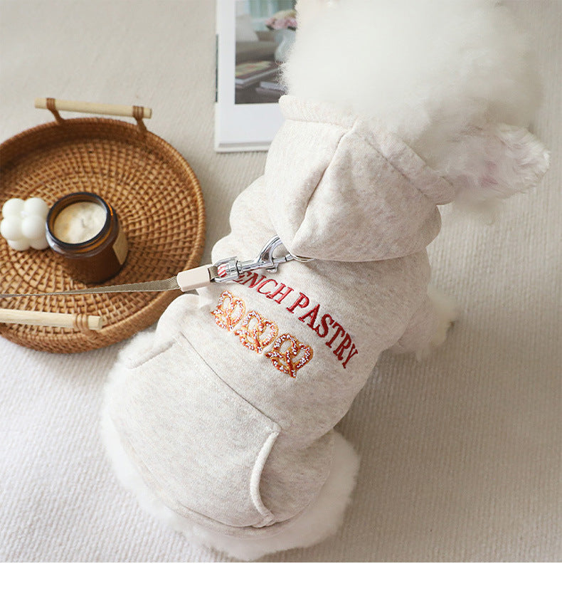Warm Oatmeal Dog Hoodie for Small Breeds - Fall/Winter Pet Clothes