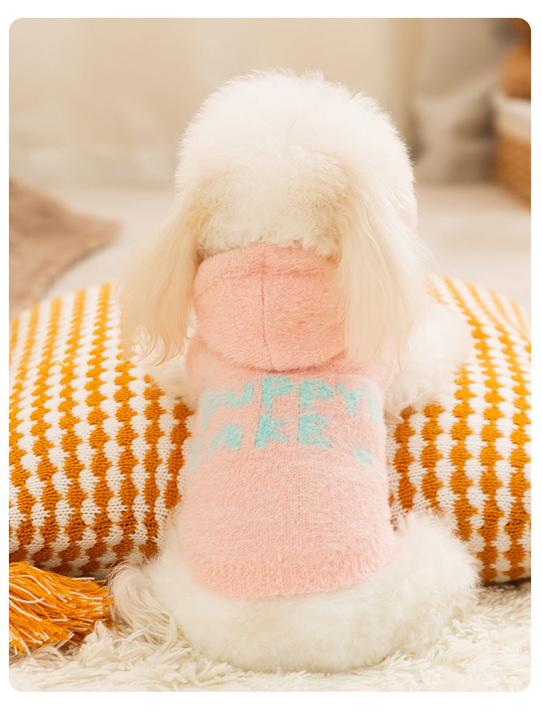 Winter Dog Macaron Cute Fluffy Mink Fur Hooded Coat