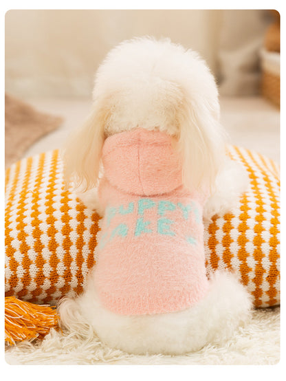 Winter Dog Macaron Cute Fluffy Mink Fur Hooded Coat