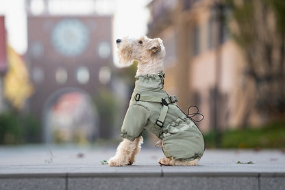 Winter Outdoor Thick Warm Dog Coat with Four Legs and Leash Attachment