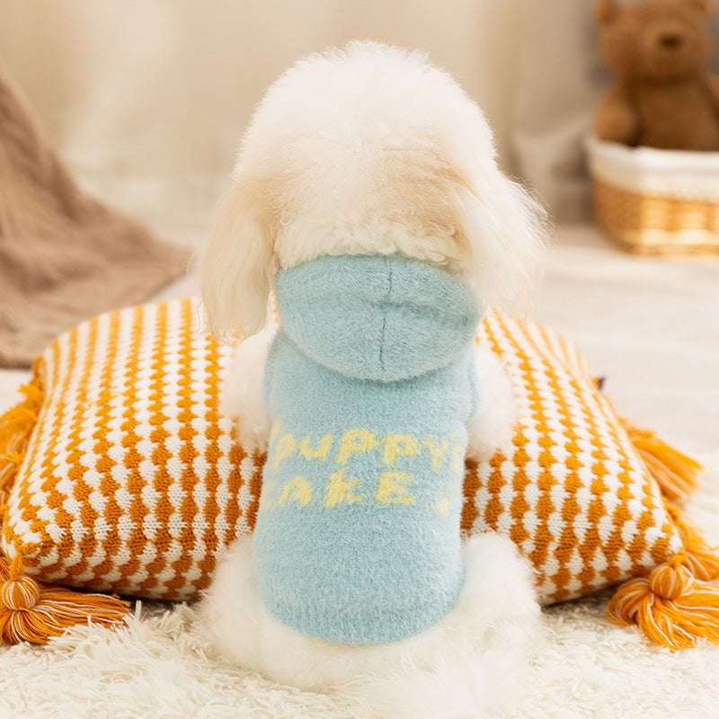 Winter Dog Macaron Cute Fluffy Mink Fur Hooded Coat