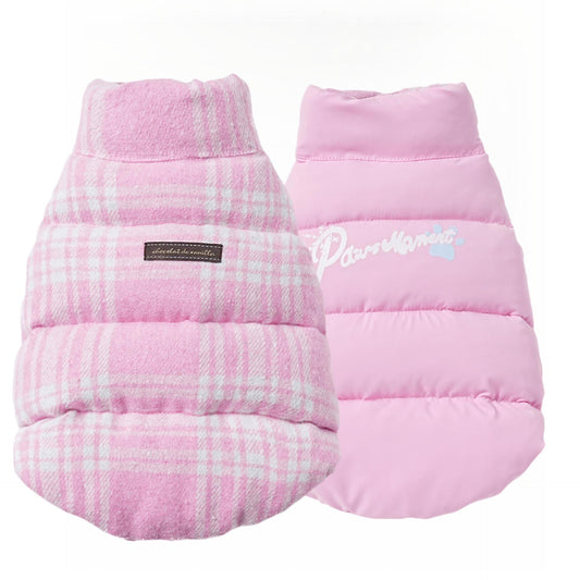 Reversible Pink/Blue Plaid Dog Vest – Double-Sided Pet Jacket